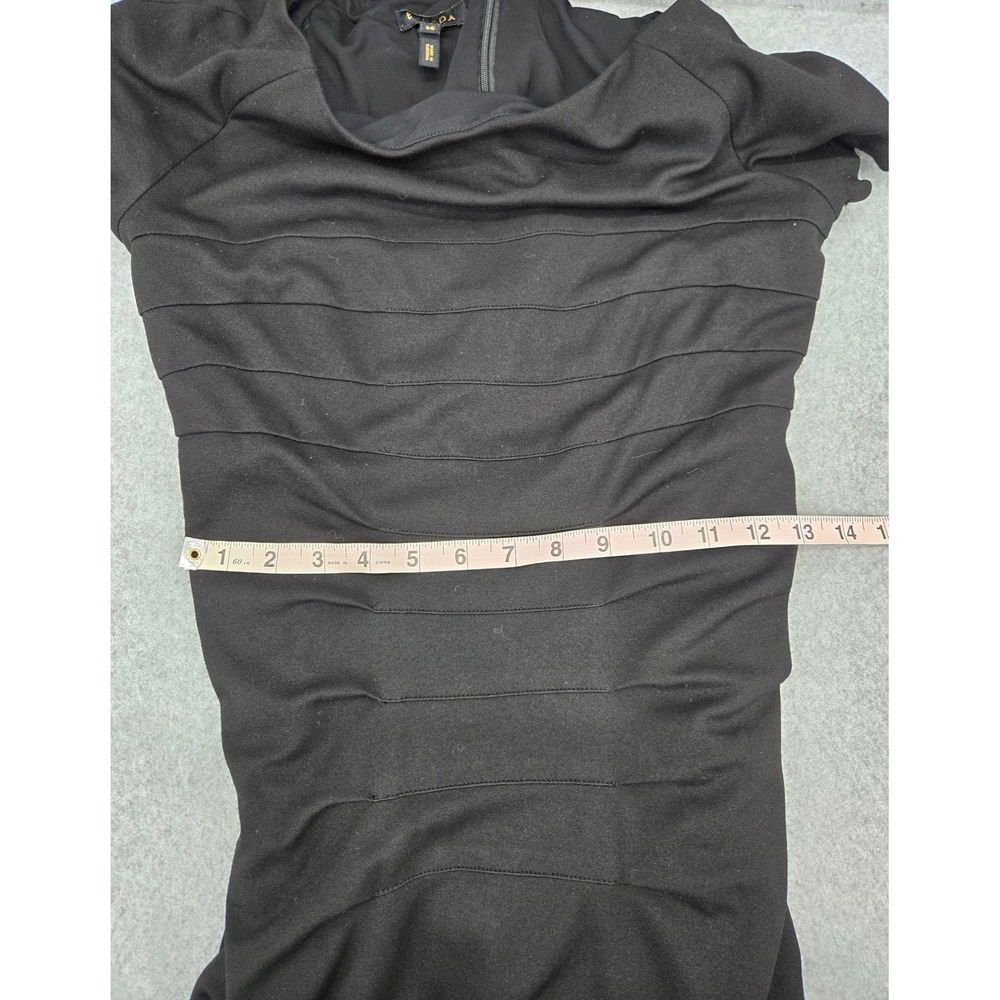 Escada Black Pintuck Ruched Sheath Dress Short Sleeve Boat Neck Size 36 4 - Picture 8 of 9